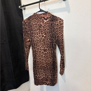 Leopard Print Long Sleeve Dress